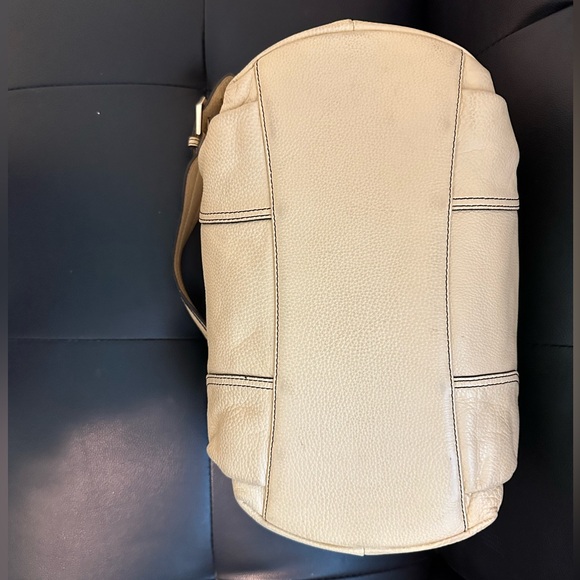 Authentic MCM Pale Yellow Pebbled Leather Studded Logo Motifs Shoulder Bag - Picture 8 of 15